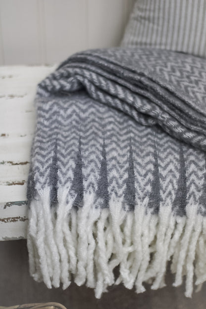 Pewter Chevron Throw