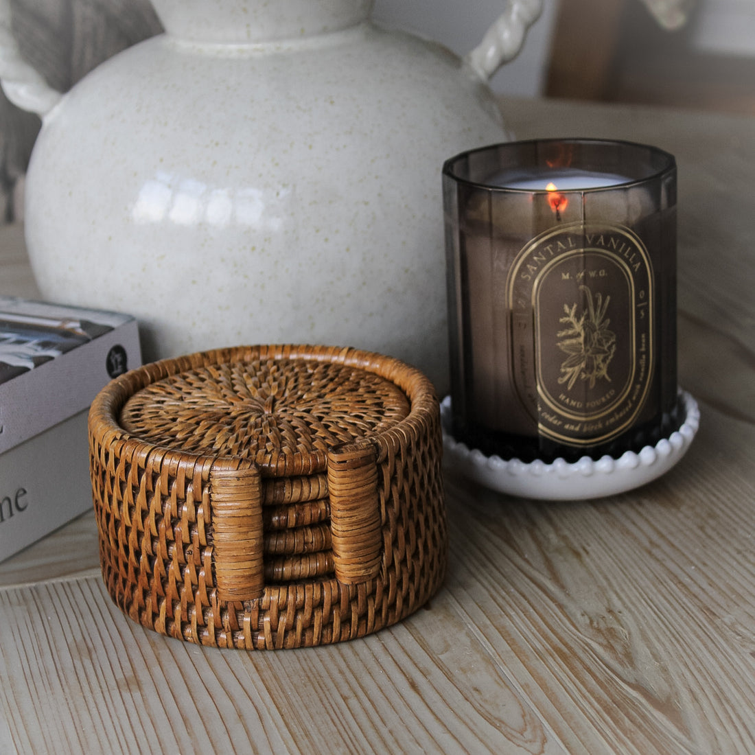 Autumn Honey Rattan Coasters - Set of 6