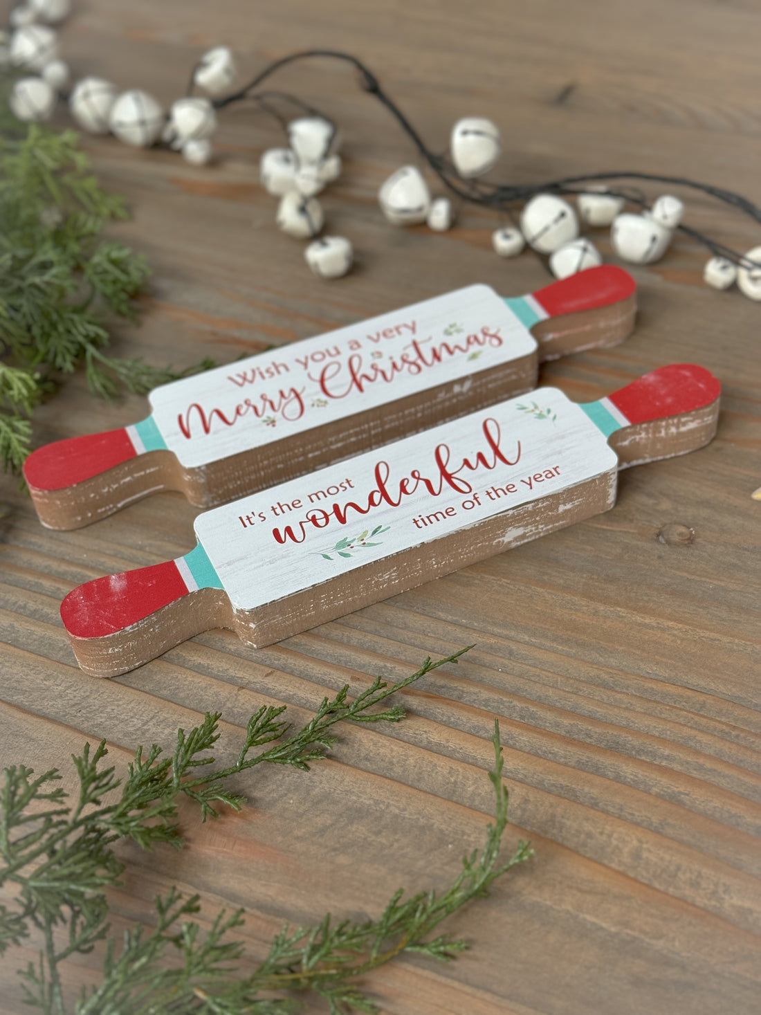 Christmas Rolling Pin Rustic Plaque