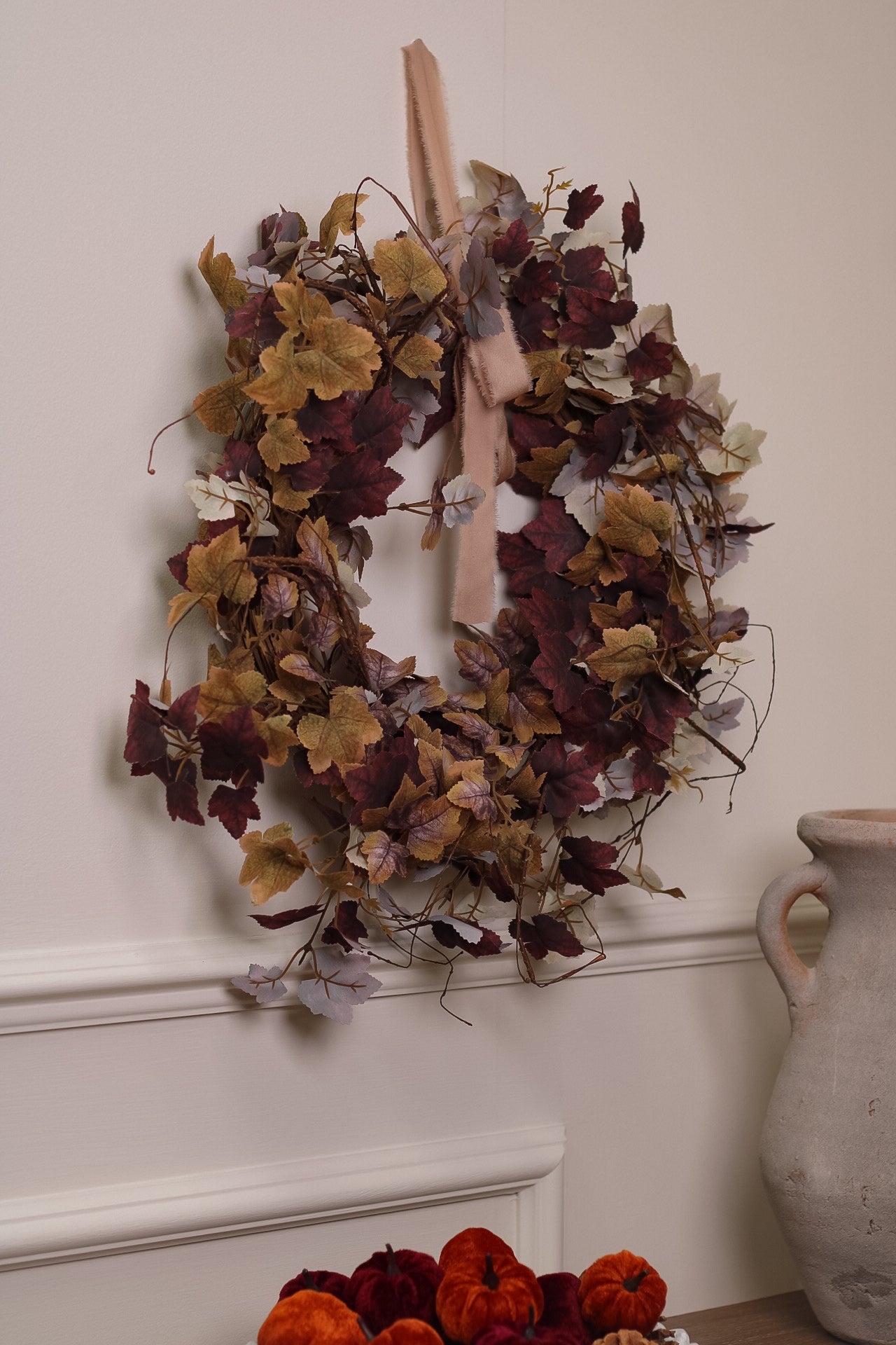 Faux Rustic Autumn Leaves Wreath