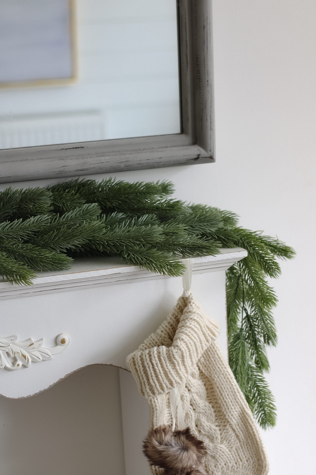 Faux Trailing Flocked Spruce Garland