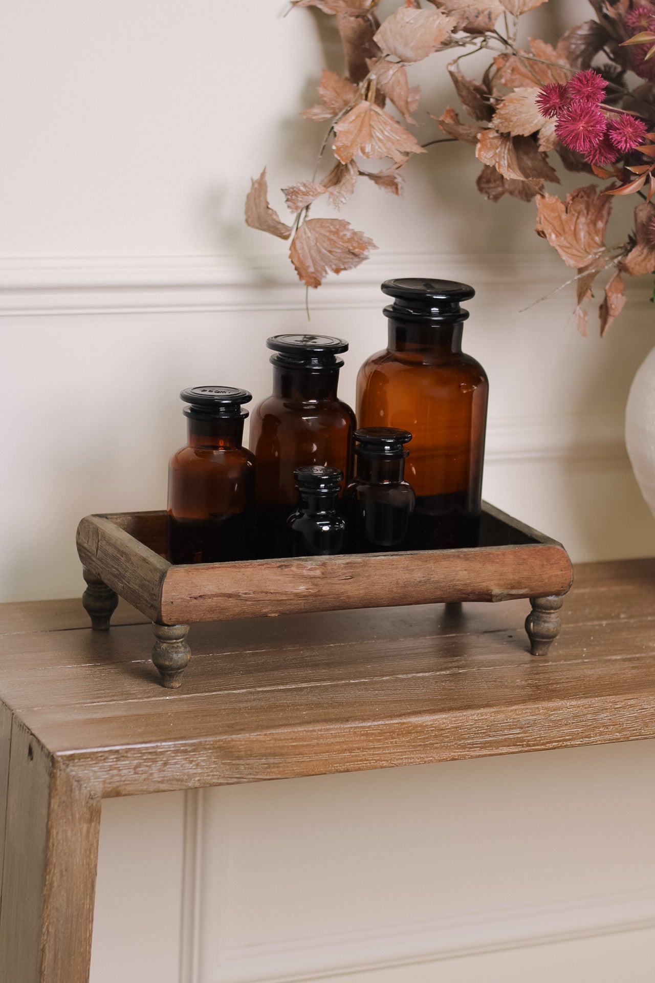 Rustic Wooden Tray on Feet