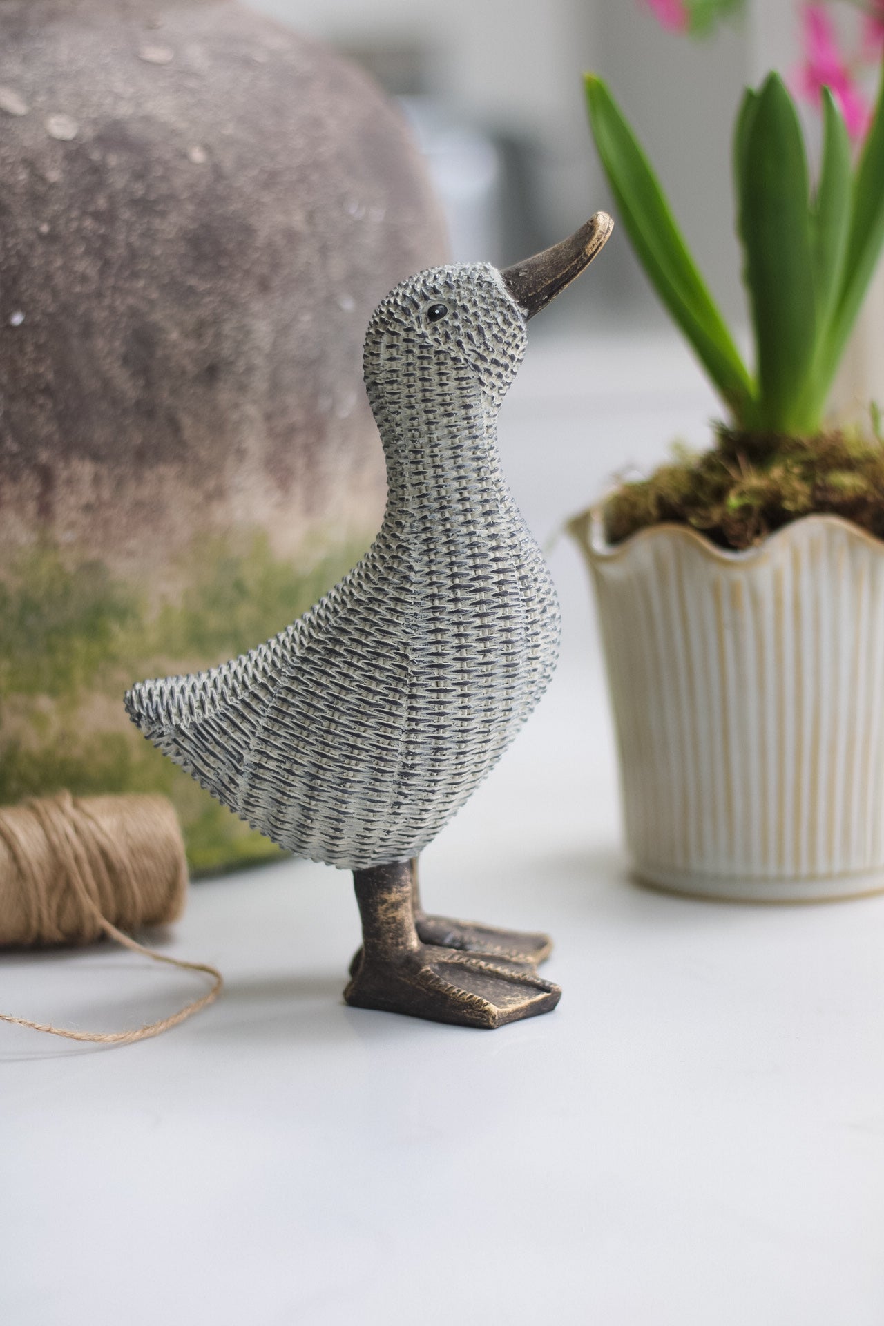 Wicker Style Resin Duck