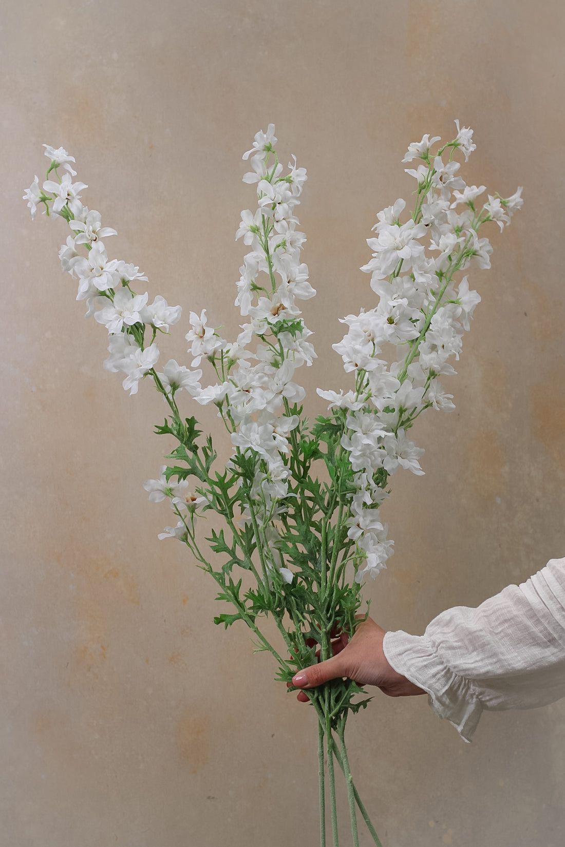 Faux White Wild Delphinium Spray