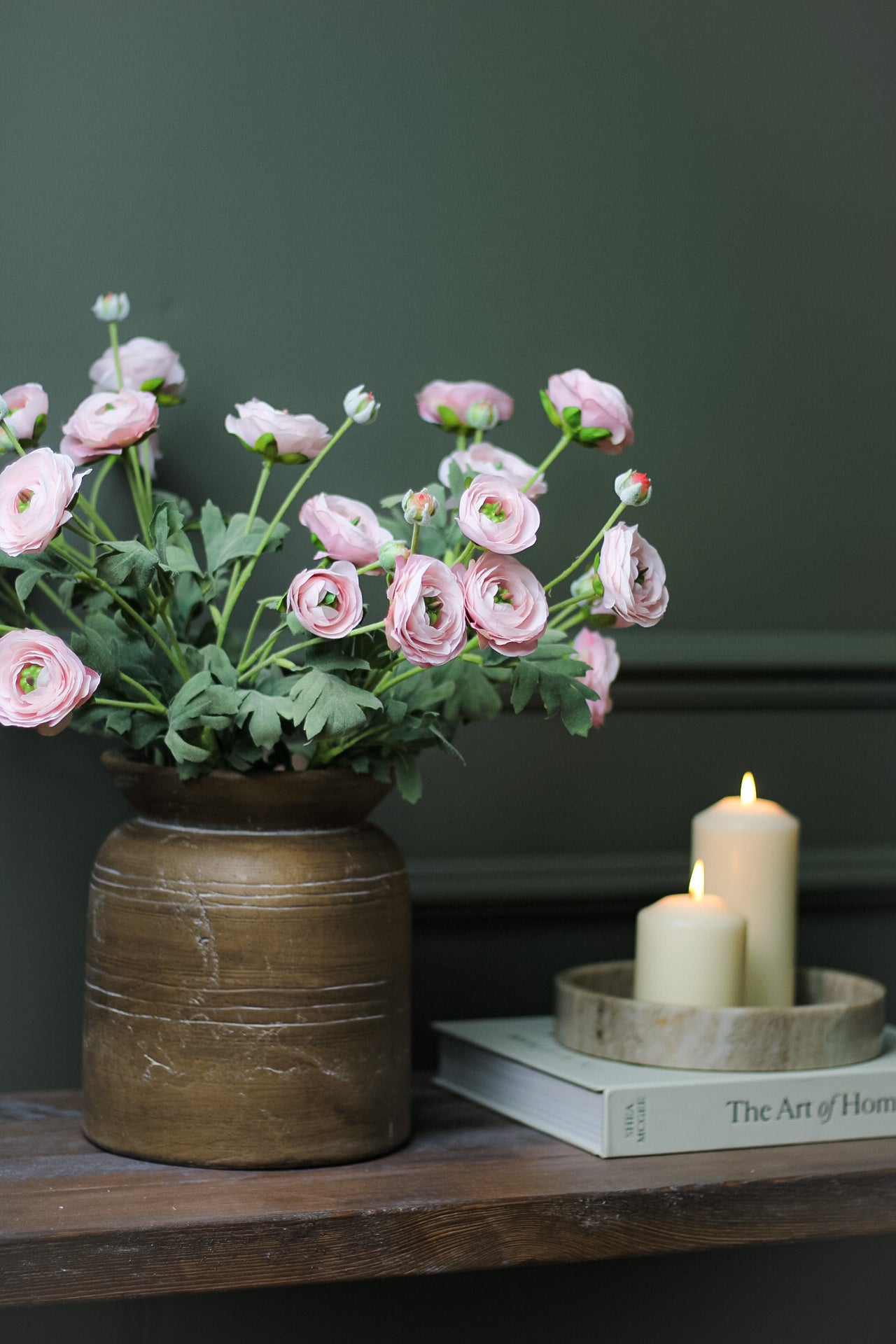 Faux Pale Pink Ranunculus Spray