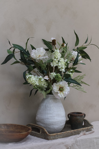 Luxury Faux White Poppy &amp; Lilac Arrangement