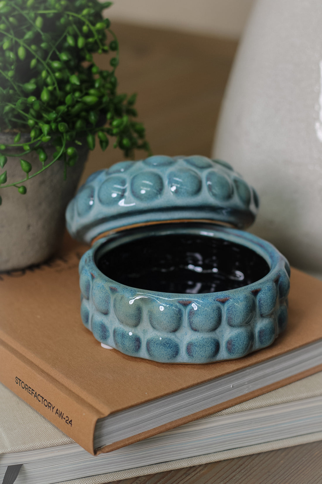 Blue Bobble Ceramic Trinket Box