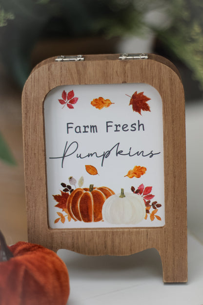 Farm Fresh Pumpkins Easel Plaque