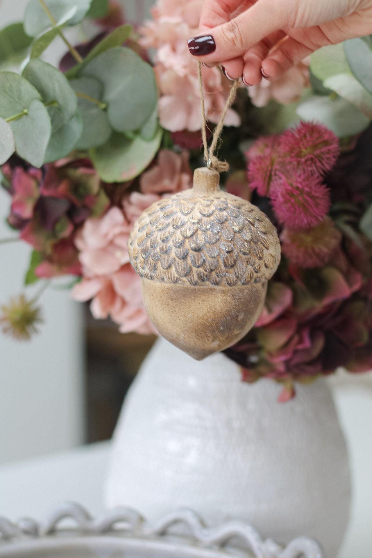 hanging wooden acorn christmas tree decoration