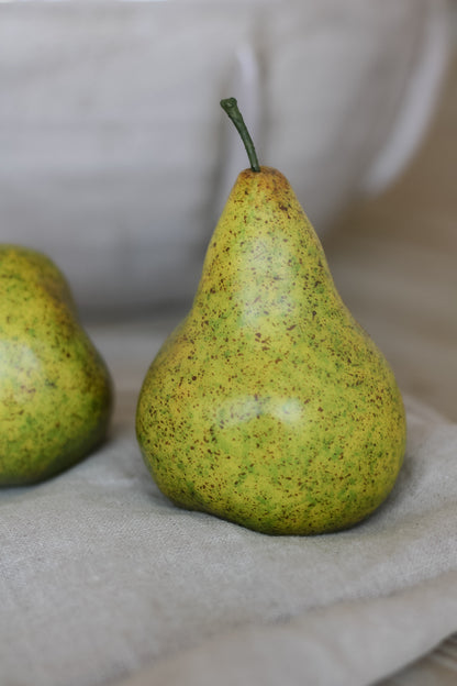 close up of faux conference pear