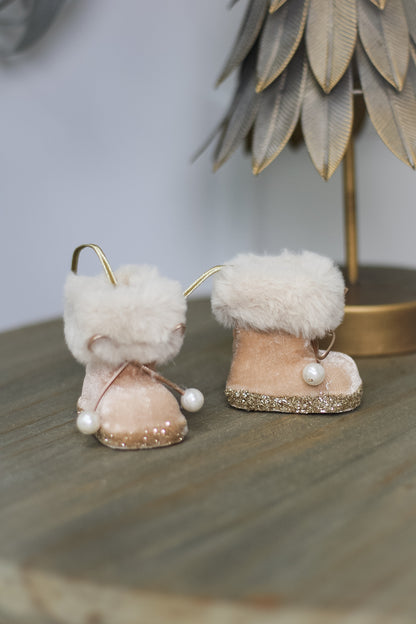 Soft Pink and Glitter Booties Tree Hanger