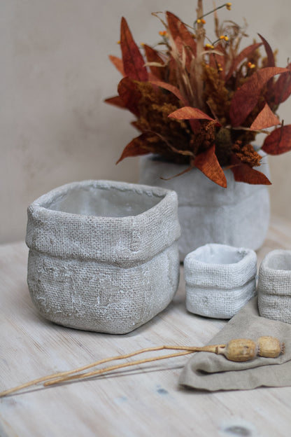 Textured Cement Flower Pot