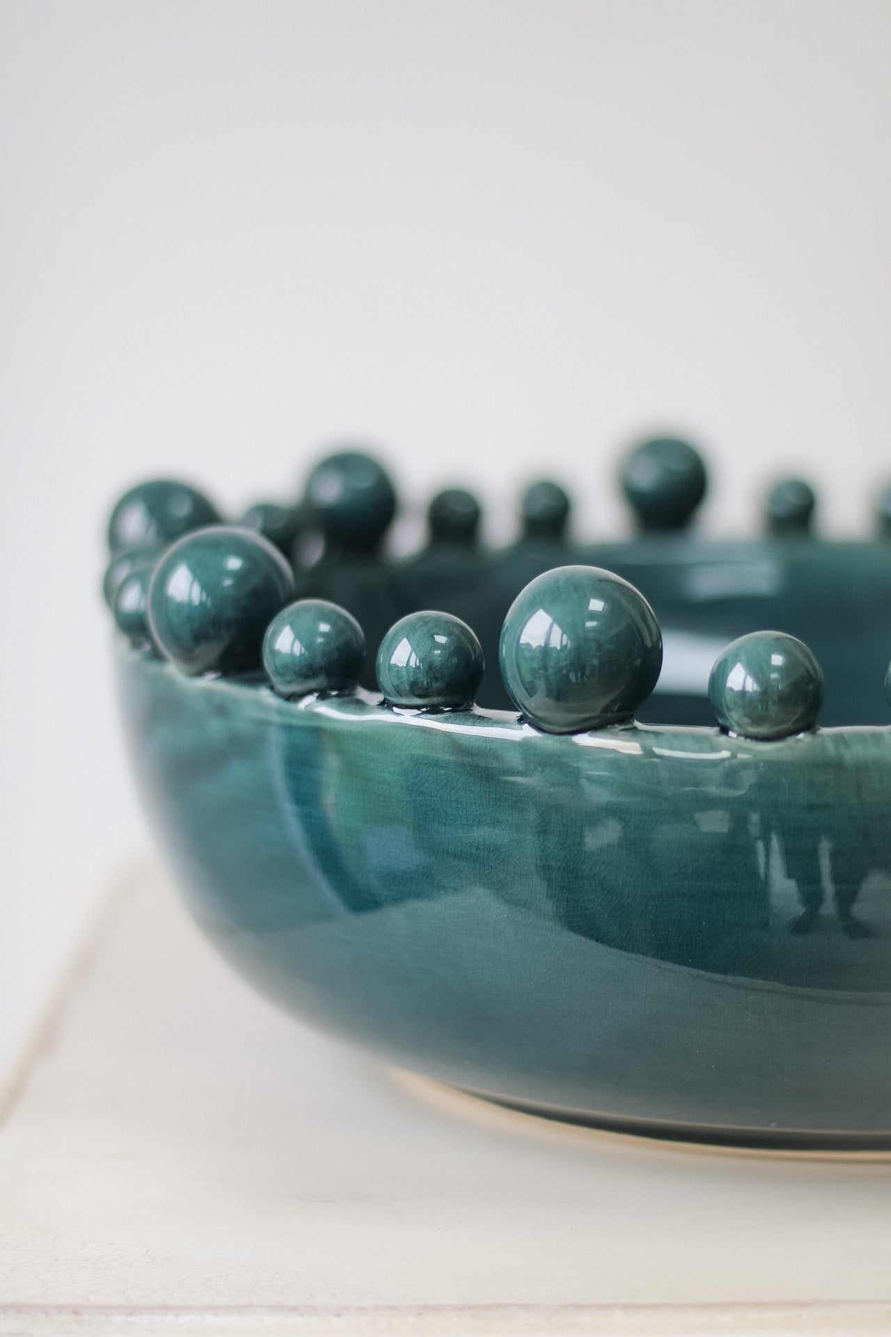 Teal Bobble Edged Bowl 006