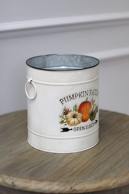 Rustic Pumpkin Patch Metal Bucket