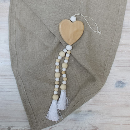 Heart Beaded Wooden Hanger