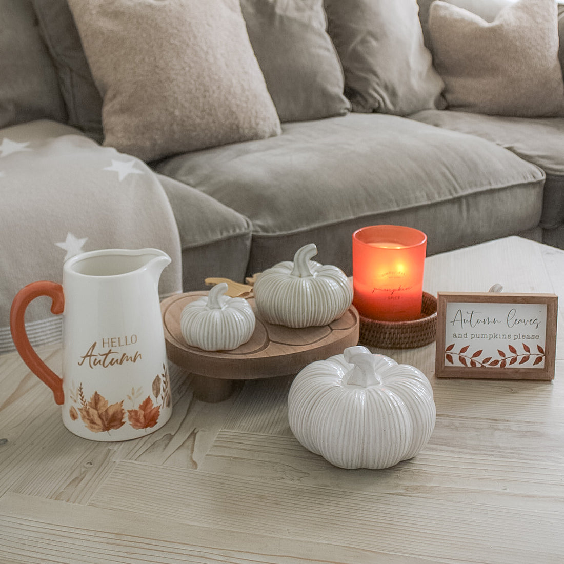 Short Rustic Glazed Ribbed Ceramic Pumpkin