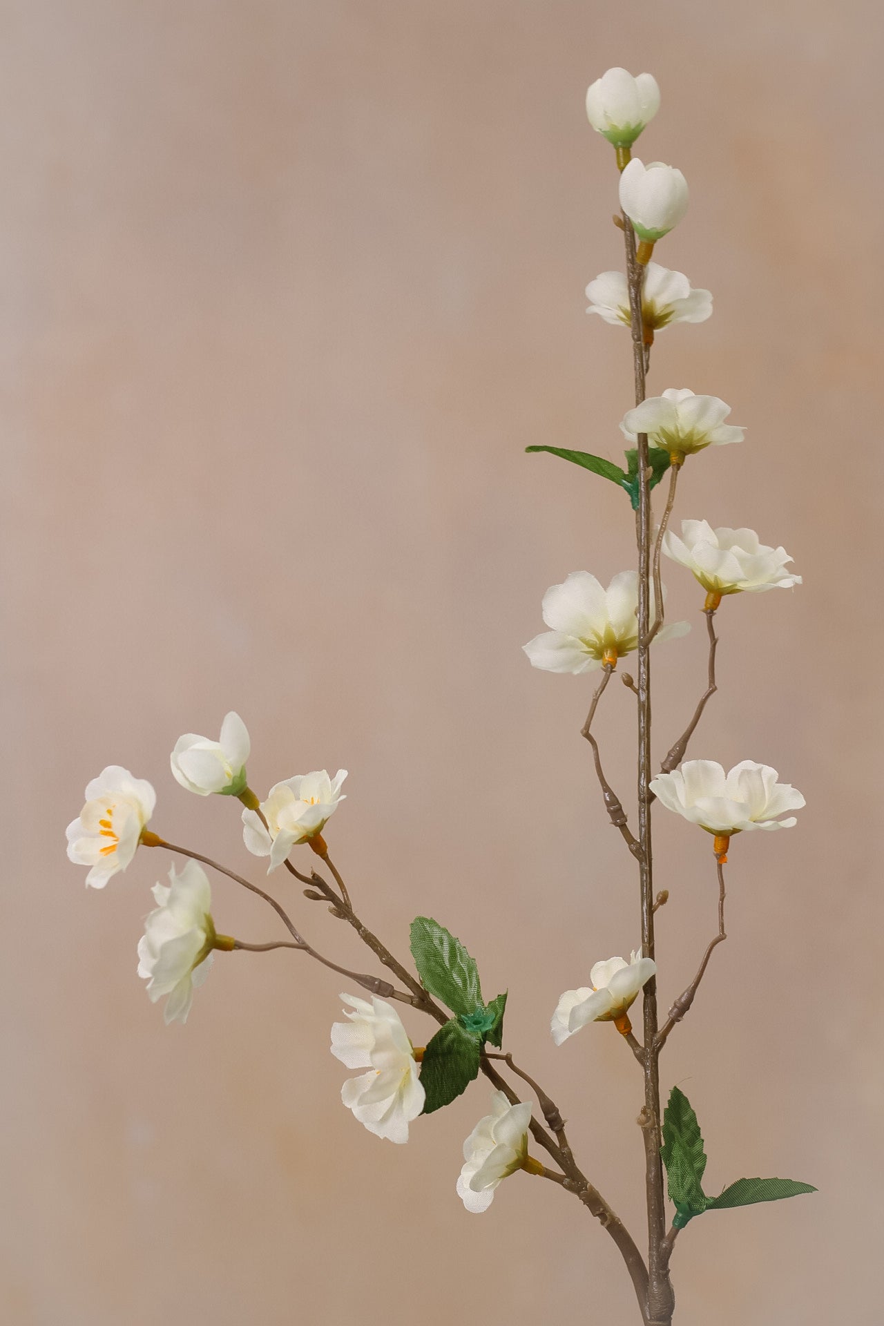 Faux White Apple Blossom Stem