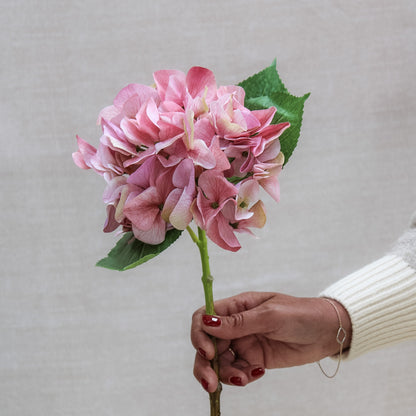 Faux shabby pink hydrangea stem