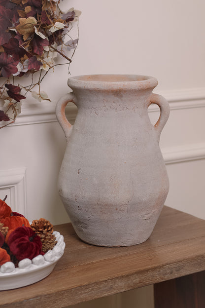 Distressed Terracotta Vase with Handles