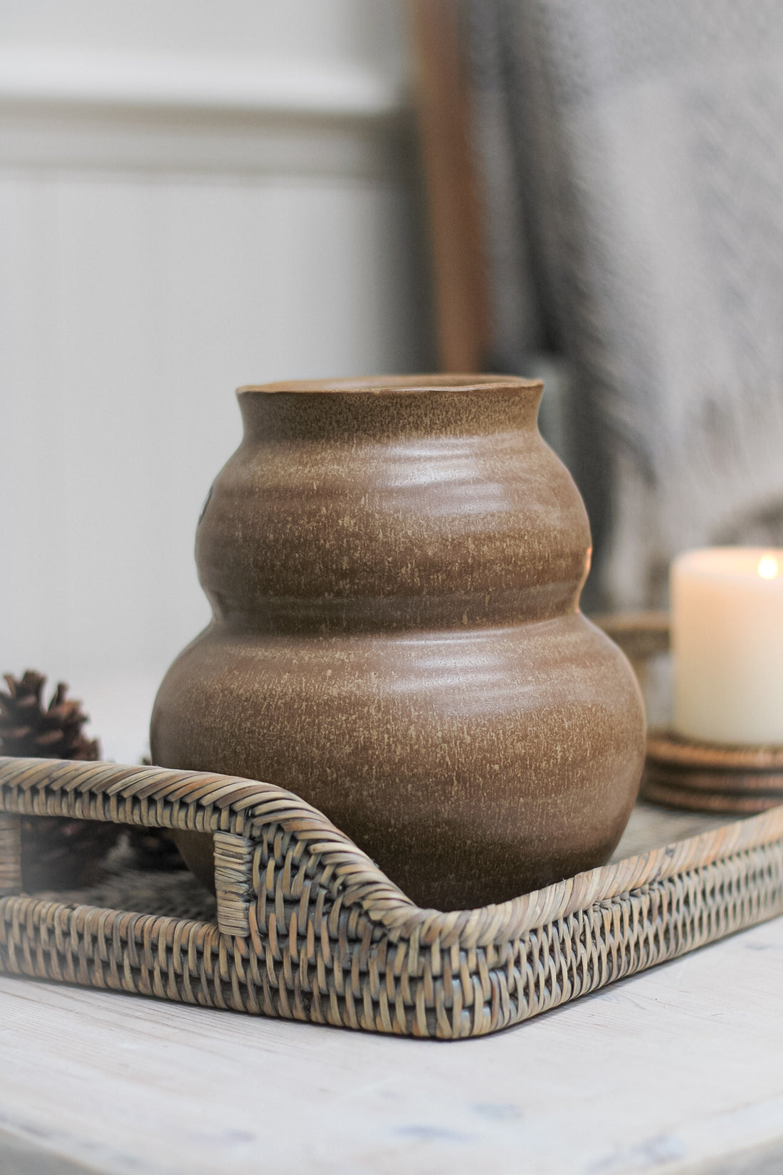 Aldford Rustic Brown Clay Vase for faux flowers