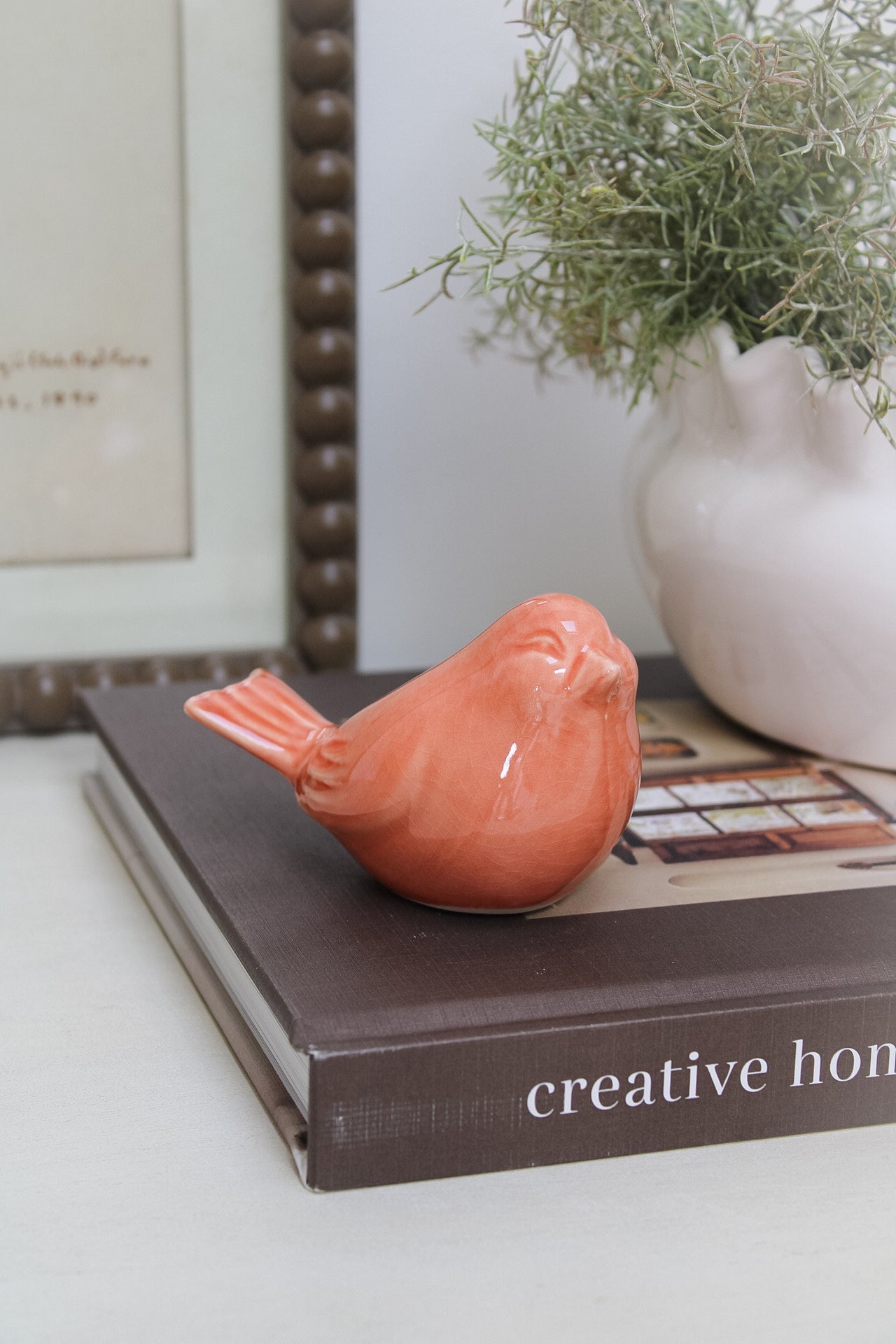 Apricot Ceramic Spring Bird Ornament