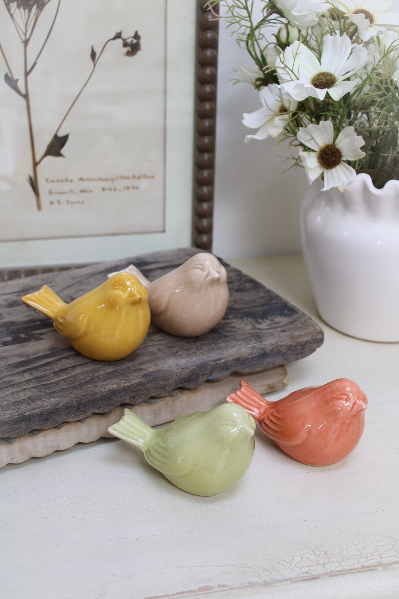 Apricot Ceramic Spring Bird Ornament