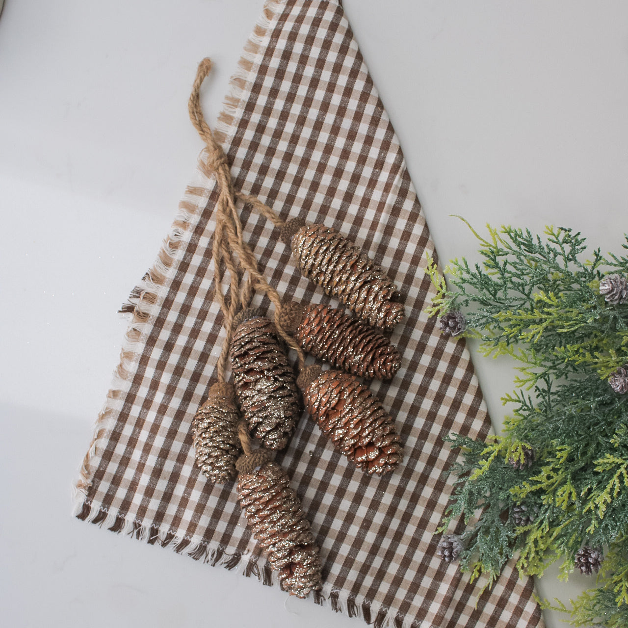 Rustic Gold Hanging Fir Cones