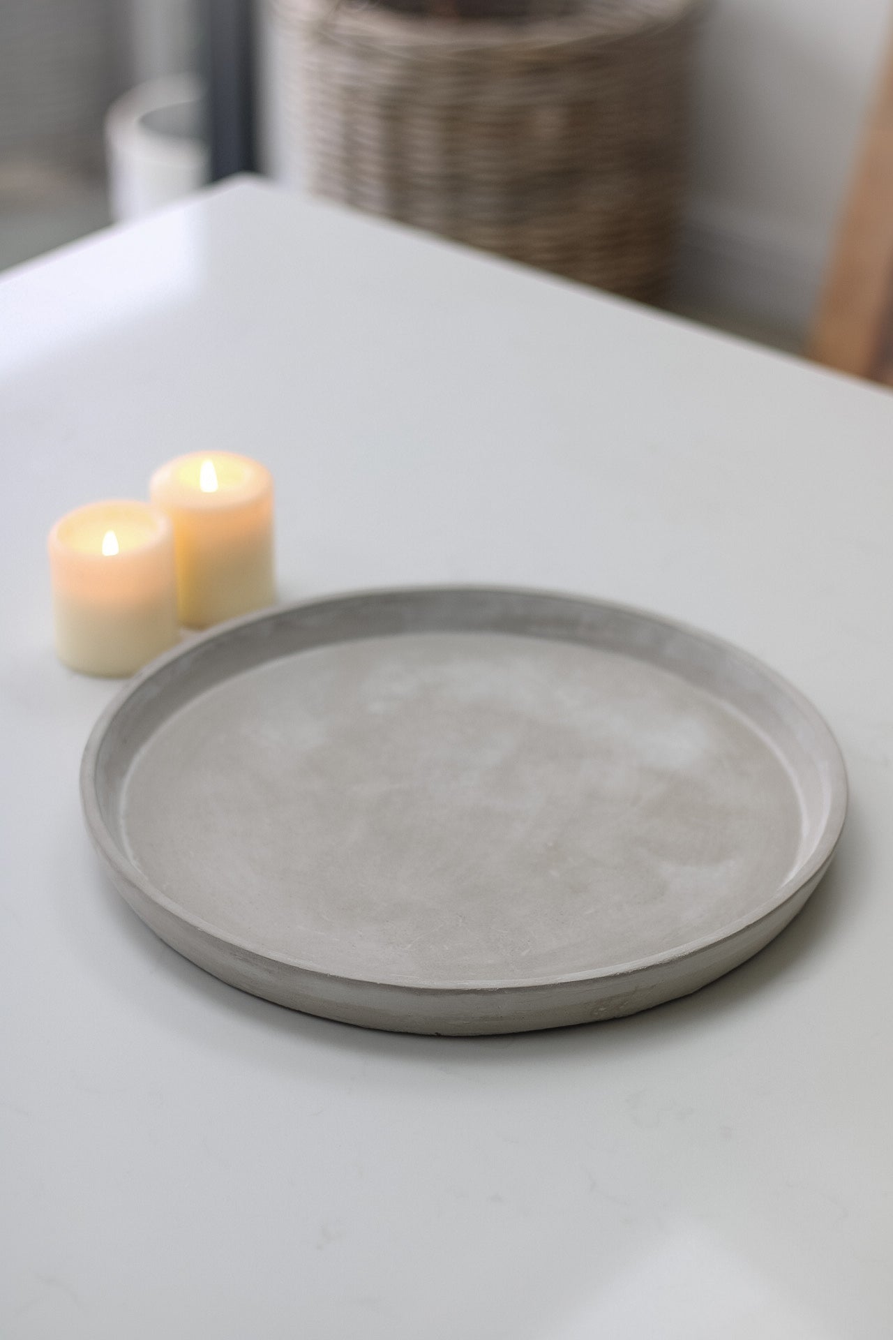 Round Cement Decorative Tray