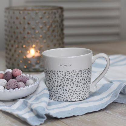 White &amp; Grey Bonjour Mug