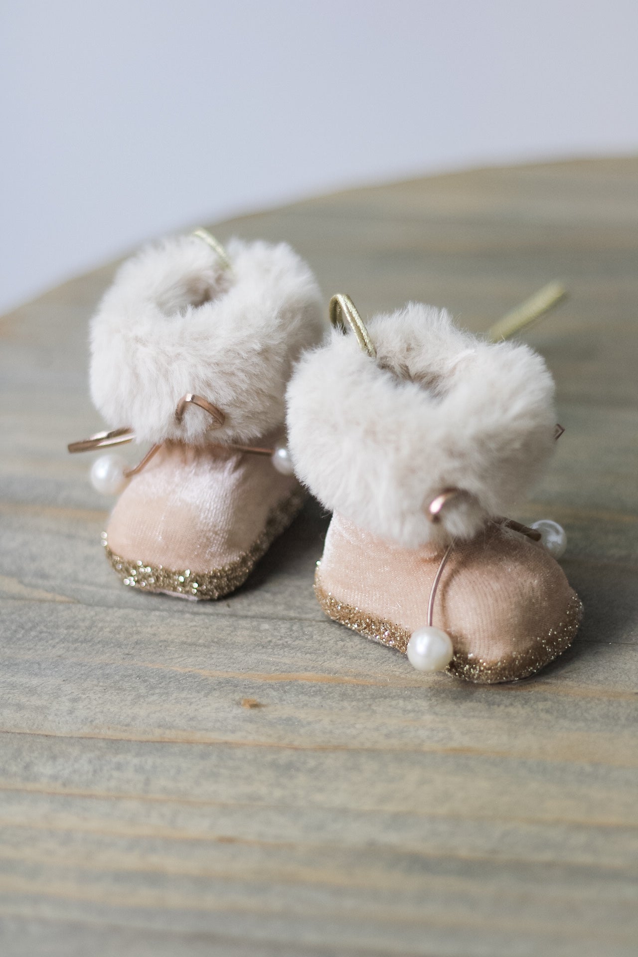 Soft Pink and Glitter Booties Tree Hanger