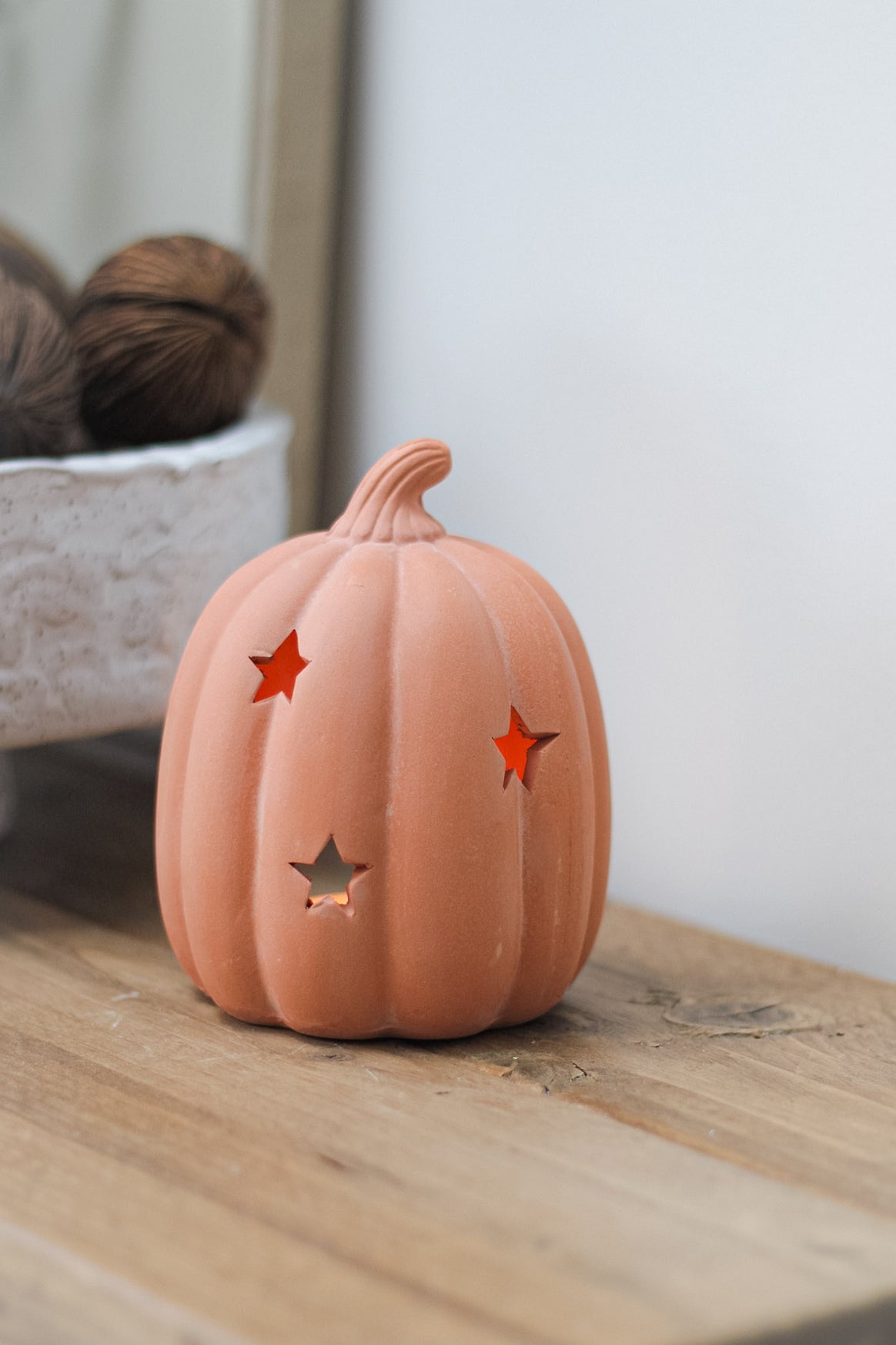 Terracotta Pumpkin Lantern with Stars