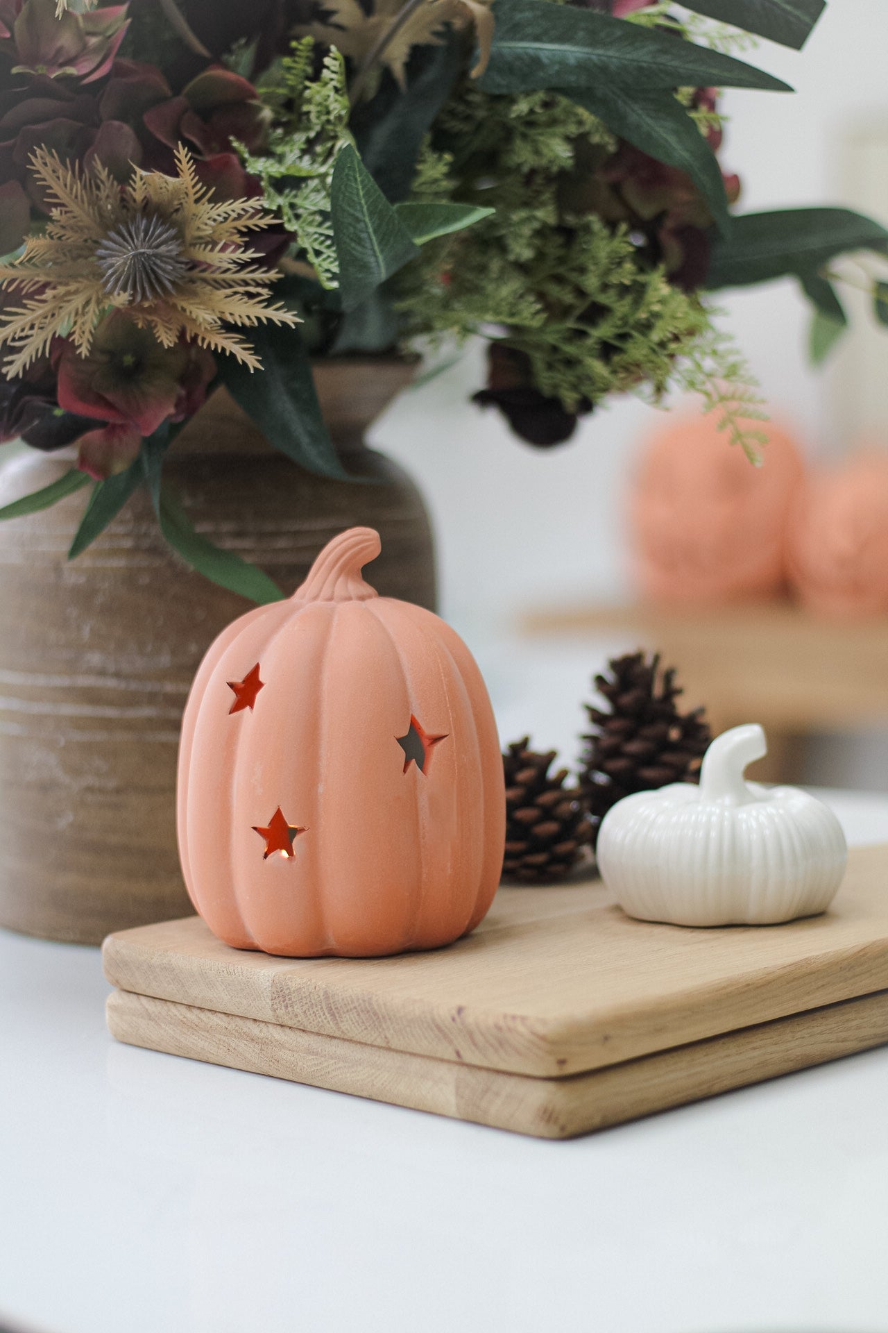 Terracotta Pumpkin Lantern with Stars