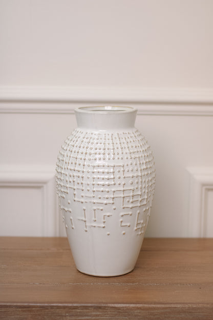 Rustic Off-White Ceramic Dotty Vase