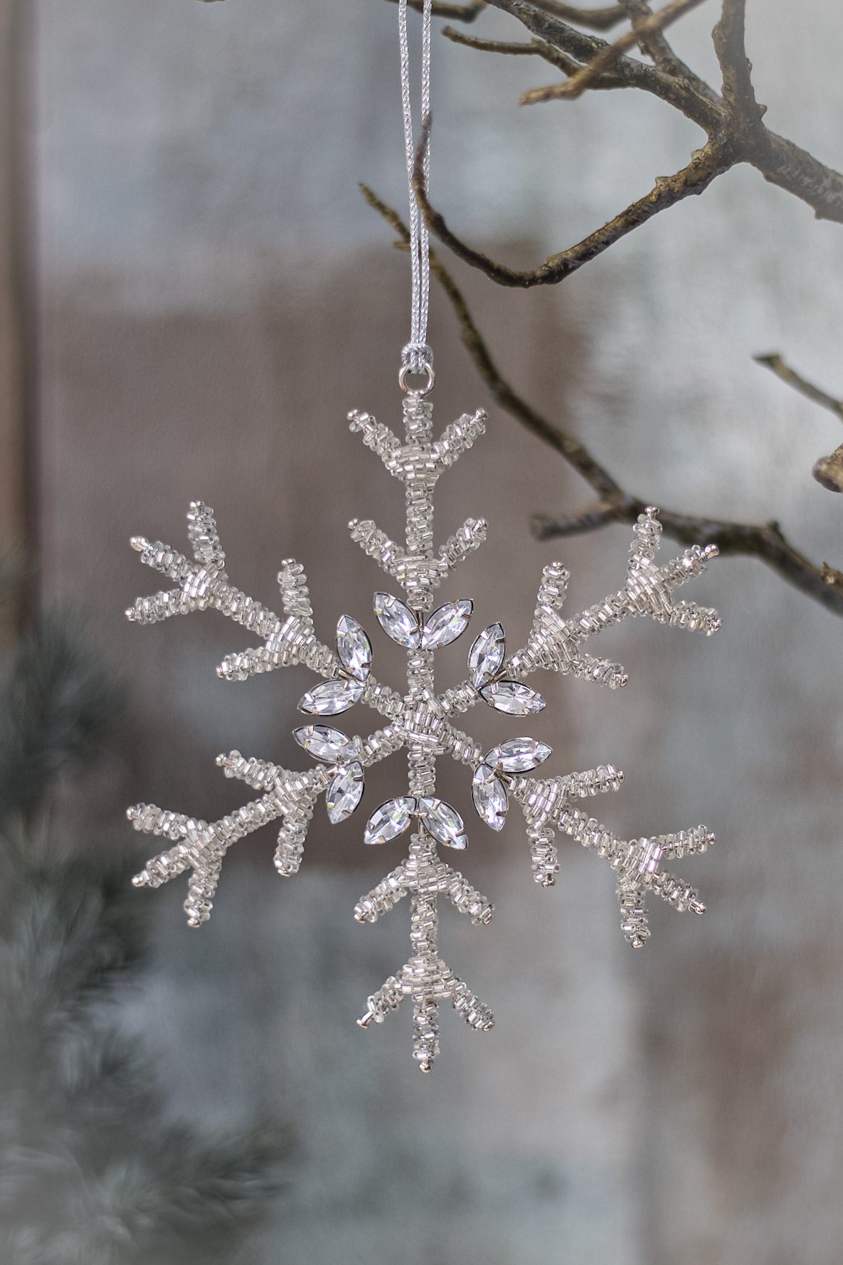 Beaded Snowflake Christmas Tree Hanger