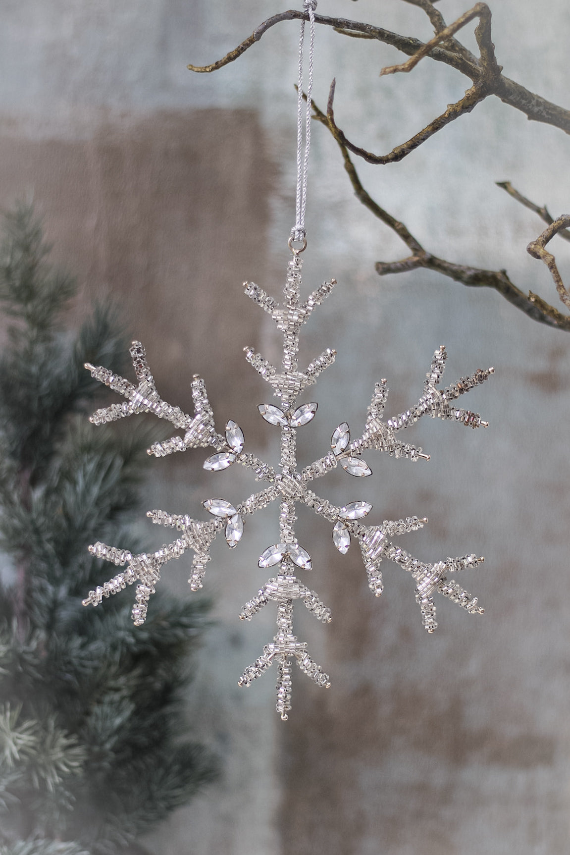 Beaded Snowflake Christmas Tree Hanger 001