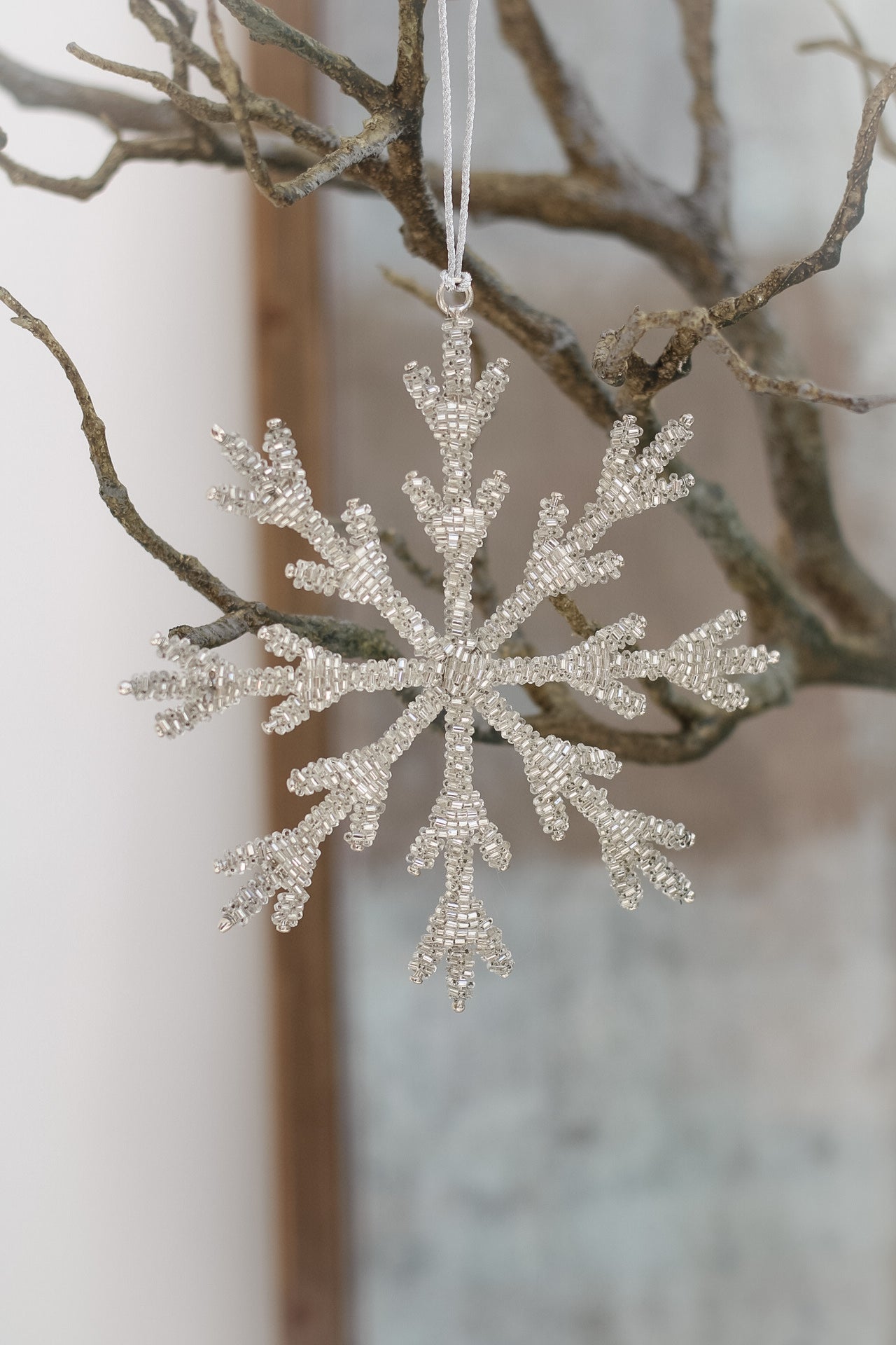 Beaded Snowflake Christmas Tree Hanger 004