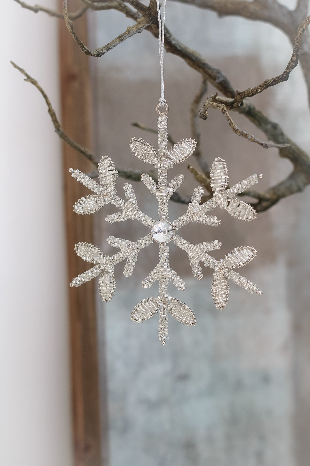 Beaded Snowflake Christmas Tree Hanger 006