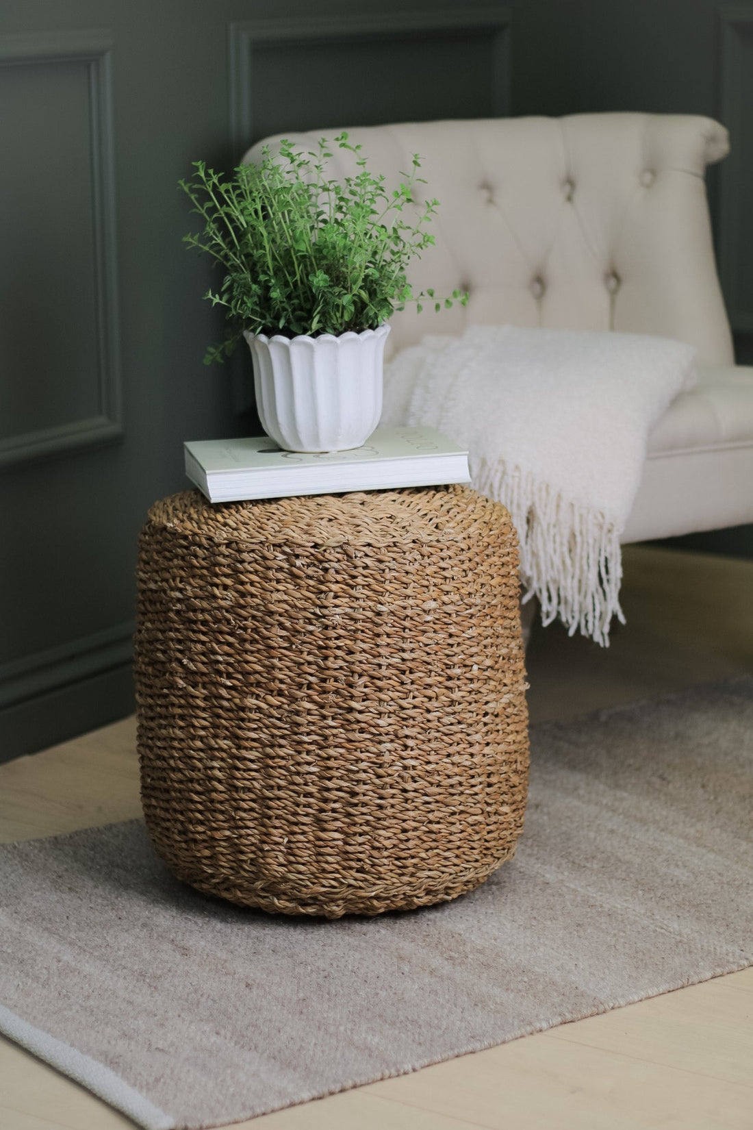 Belford Round Braided Tall Pouffe