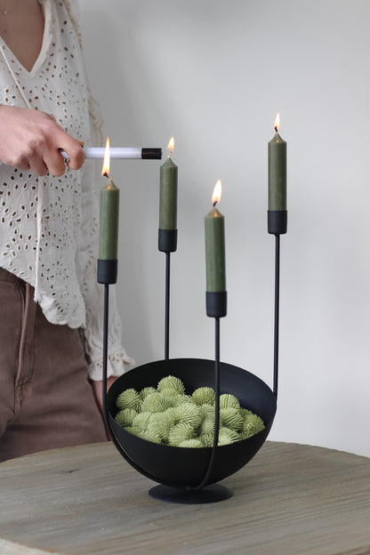 Black Metal Candle Holder with Styling Dish