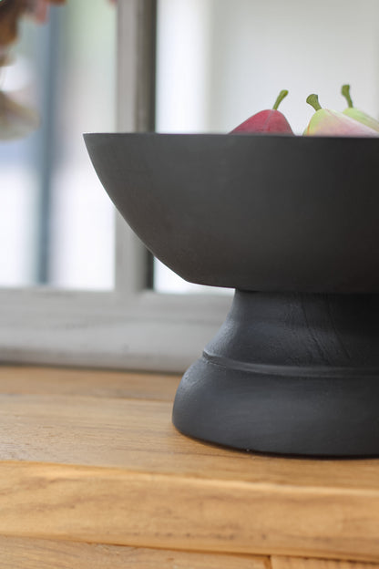 Black mango wood pedestal bowl