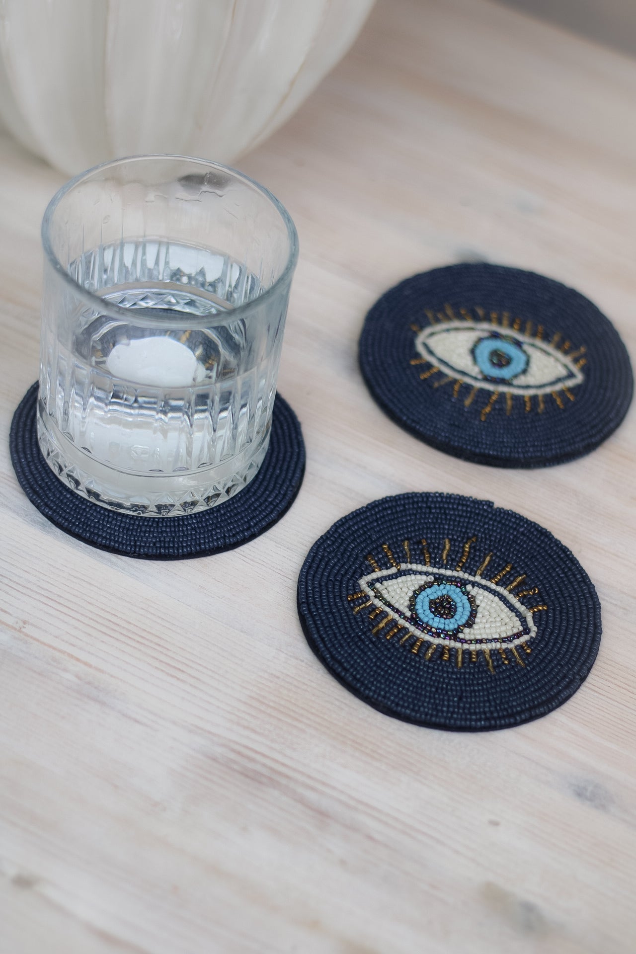 Blue Beaded Eye Coasters