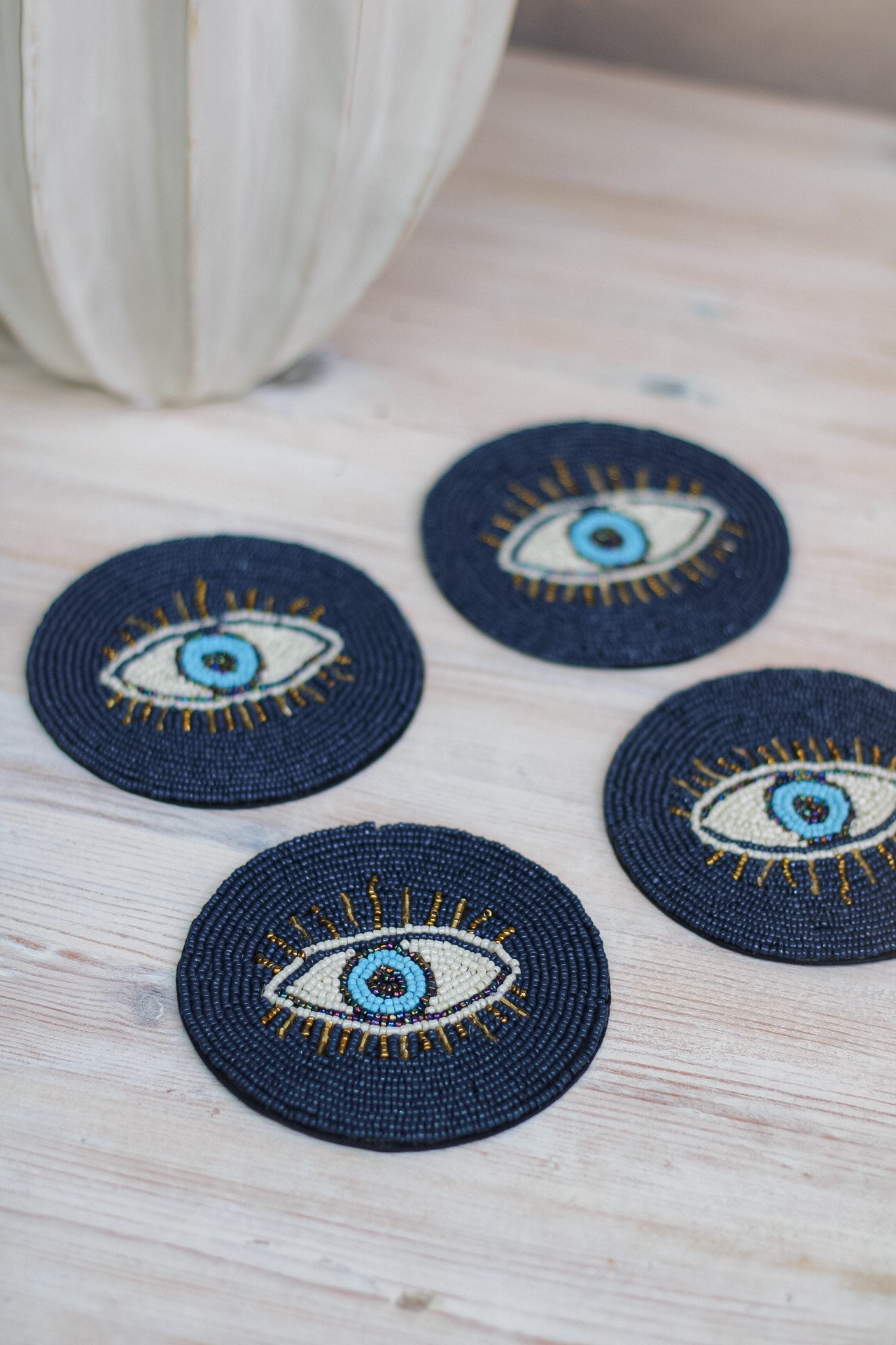 Blue Beaded Eye Coasters