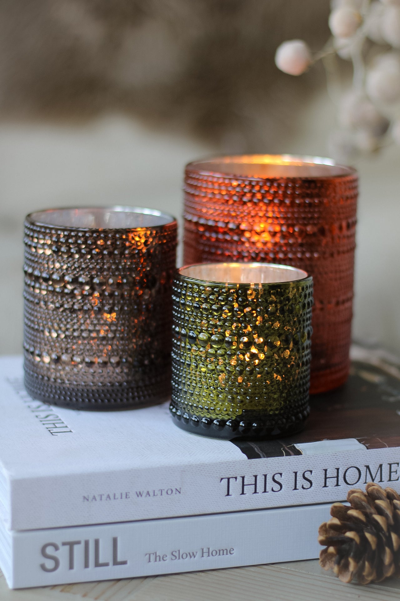 Bobble Glass Tea Lights | Set of 3