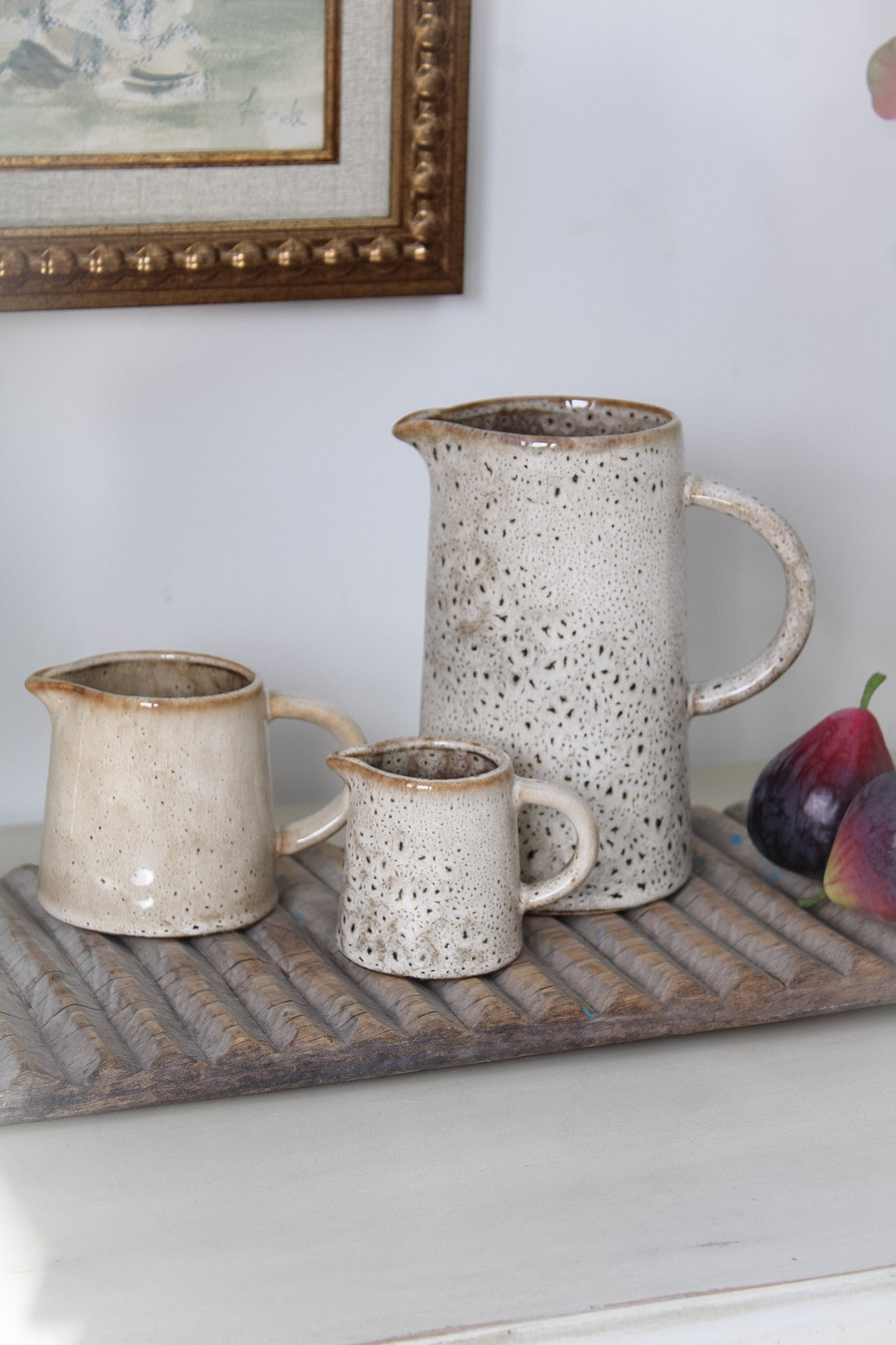 Brown Speckled Glazed Ceramic Jug