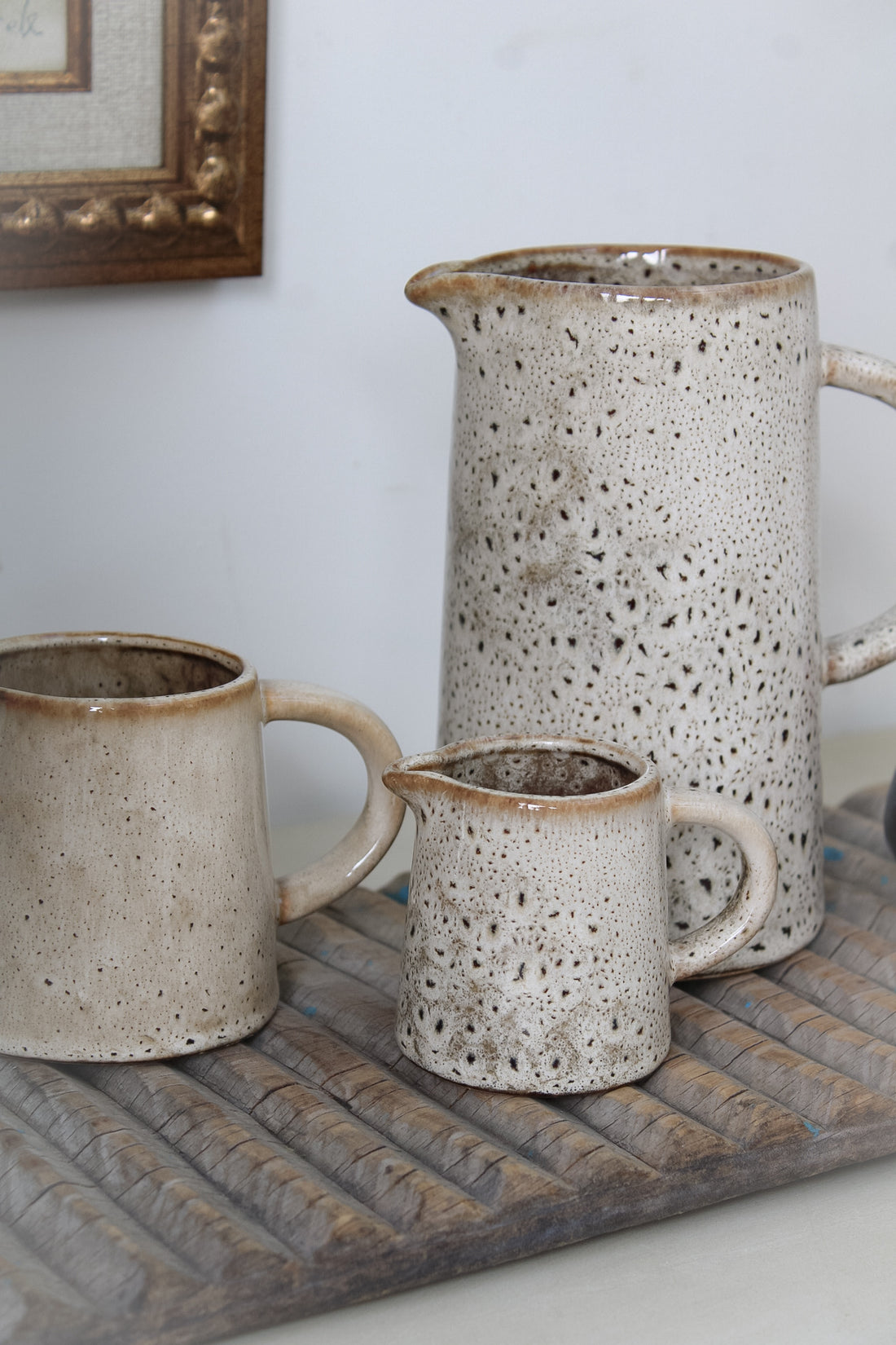 Brown Speckled Glazed Ceramic Jug