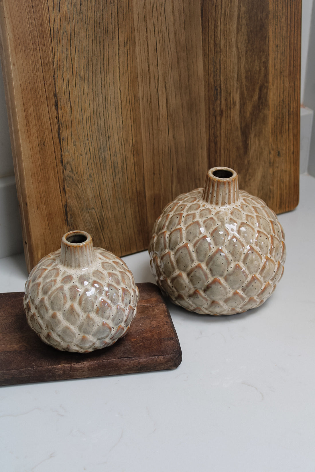 Brown Speckled Textured Bud Vase