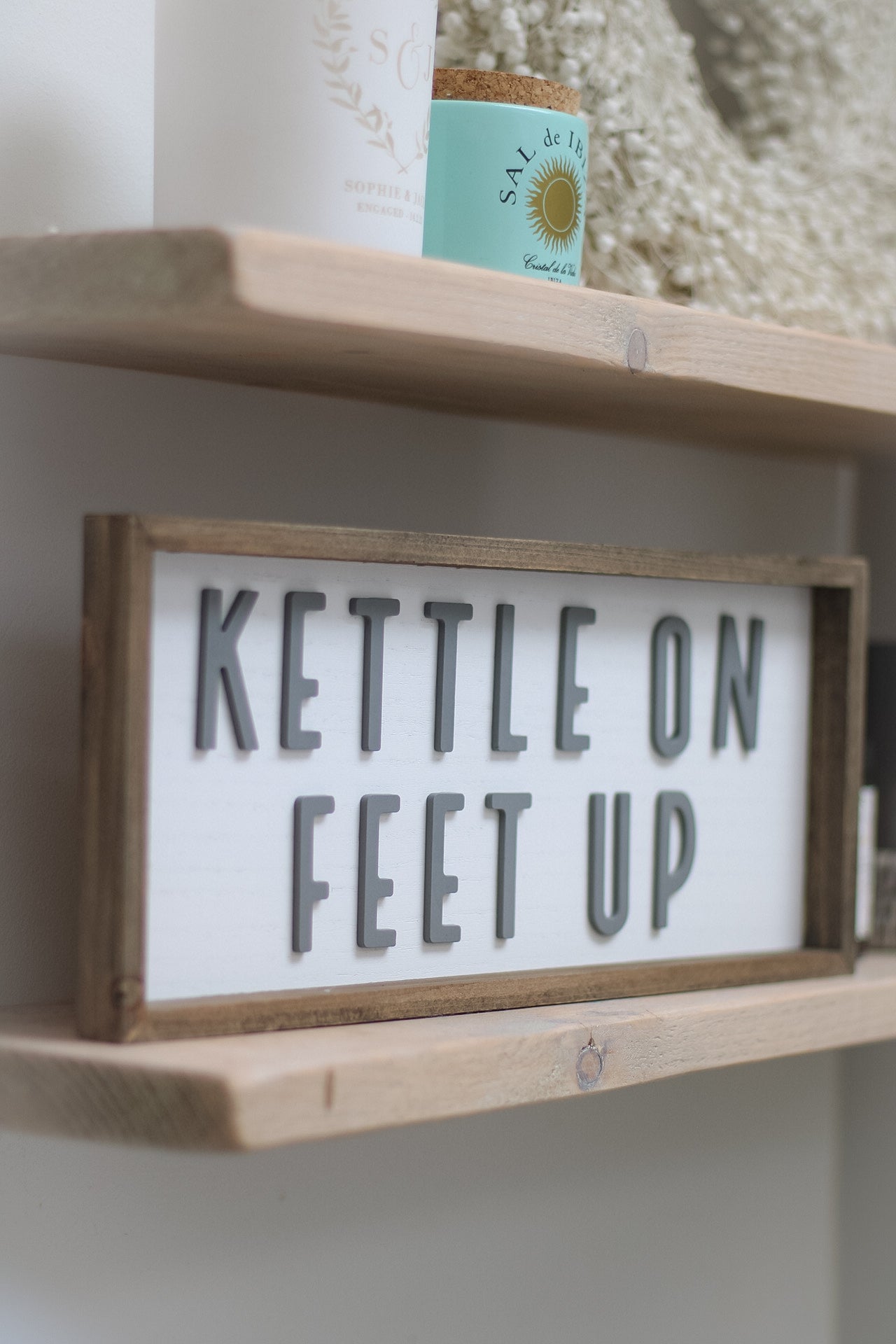 Wooden Kettle On Feet Up Sign