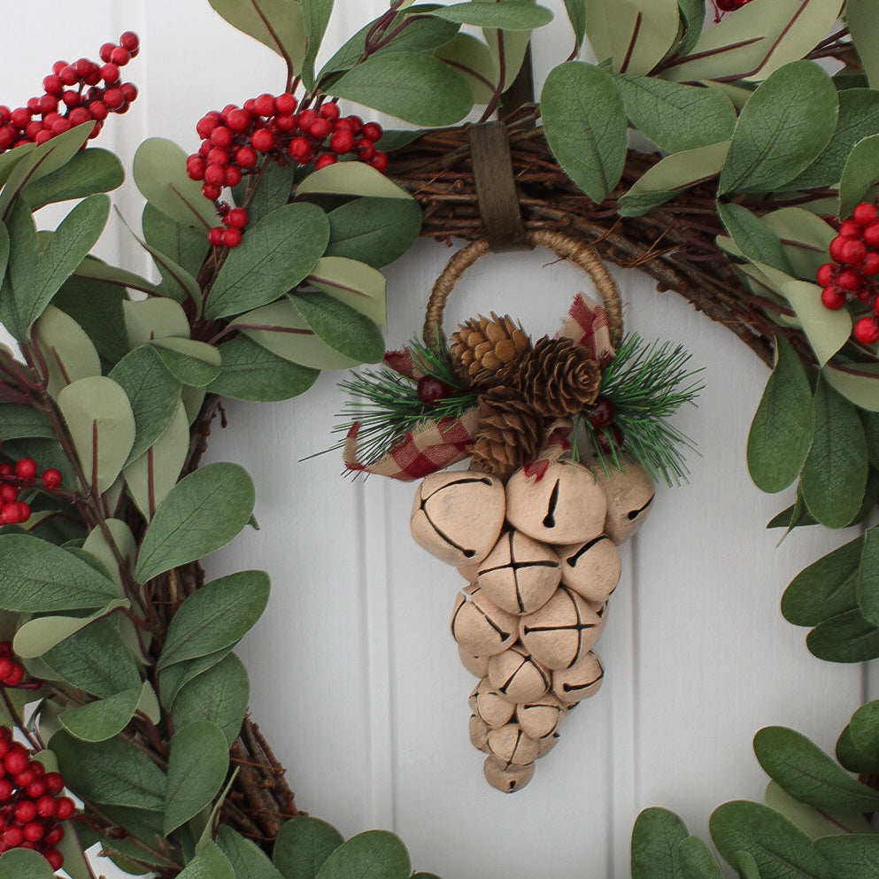 White Rustic Bells with Foliage and Bow