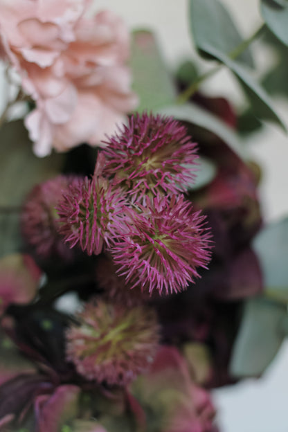 Faux Autumn Hydrangea and Blush Eucalyptus Arrangement