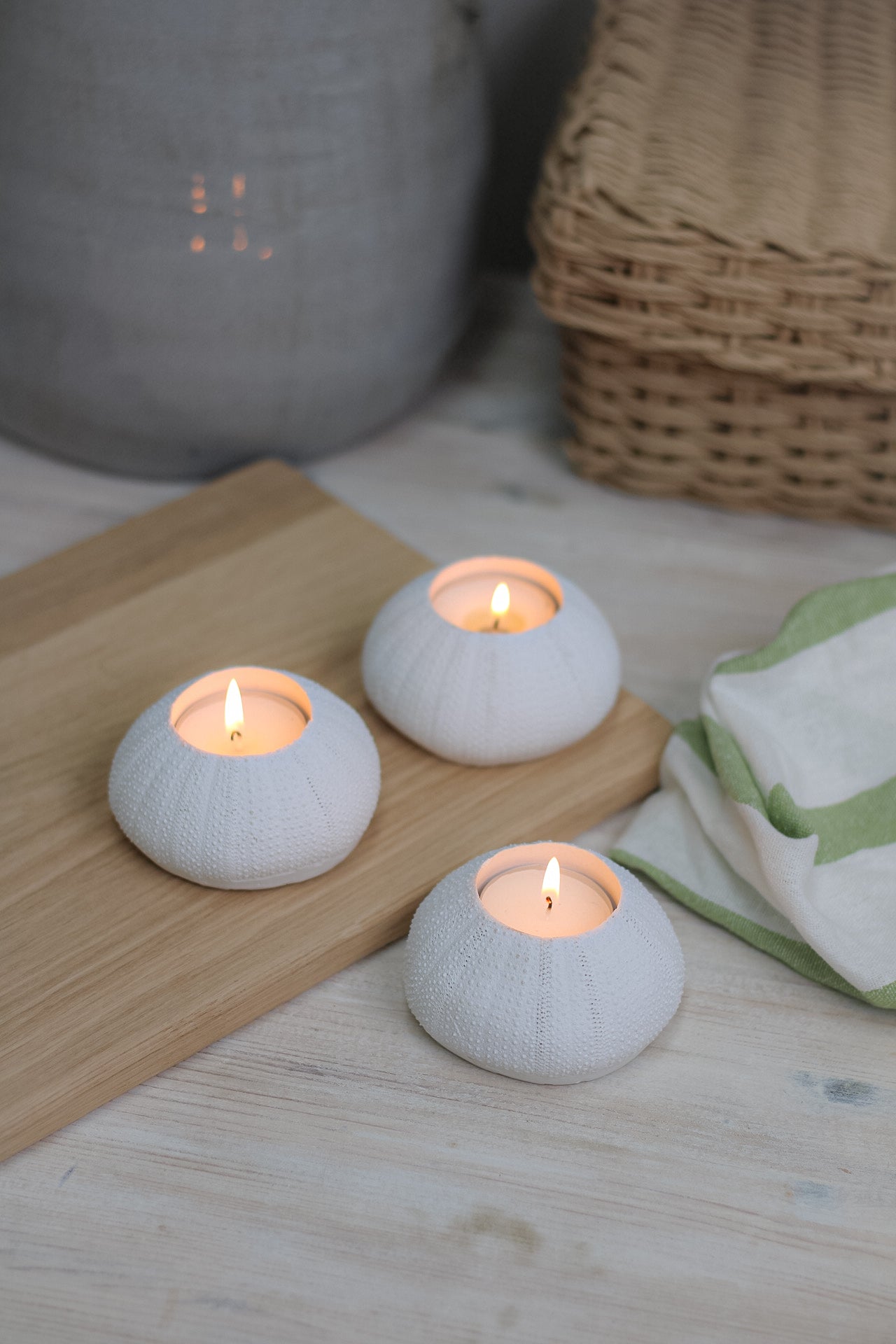 White Sea Urchin Candleholder